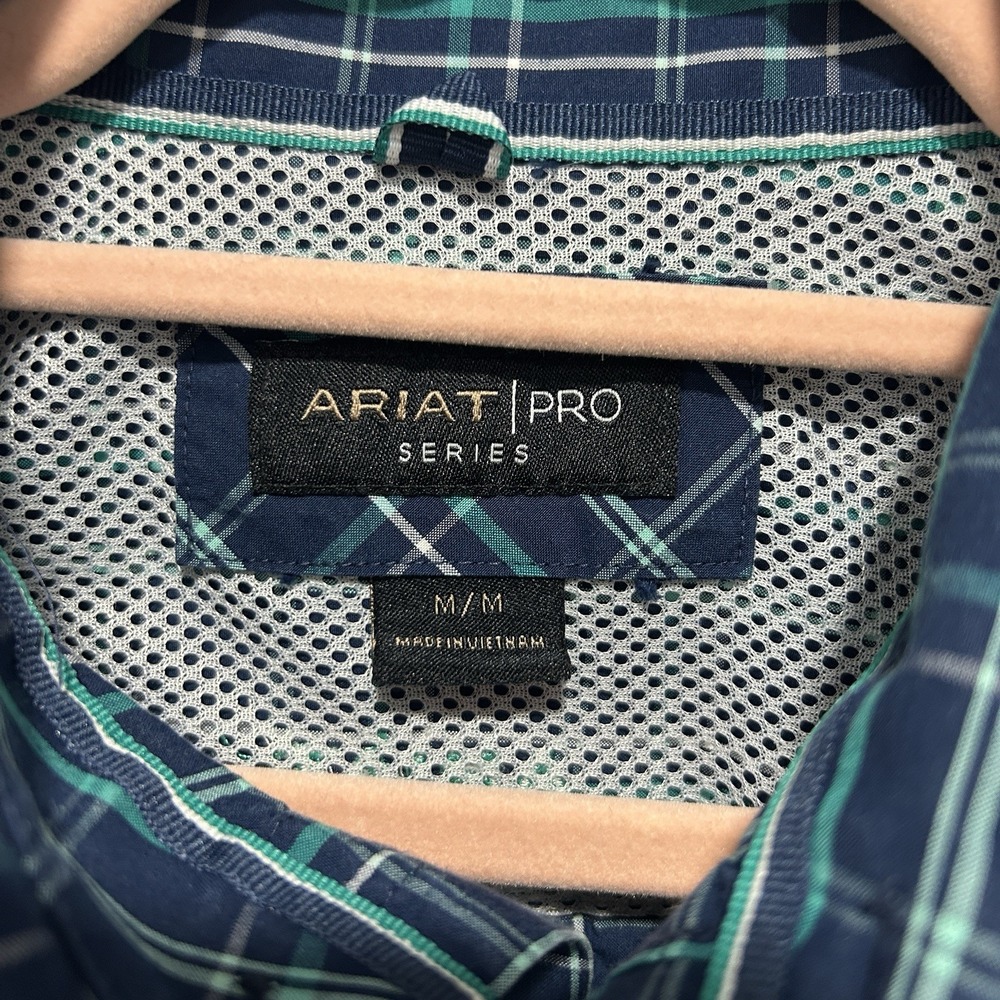 Ariat Pro Series Men's Size Medium Plaid Long Sleeve Vented Shirt Western Rodeo - Picture 4 of 8